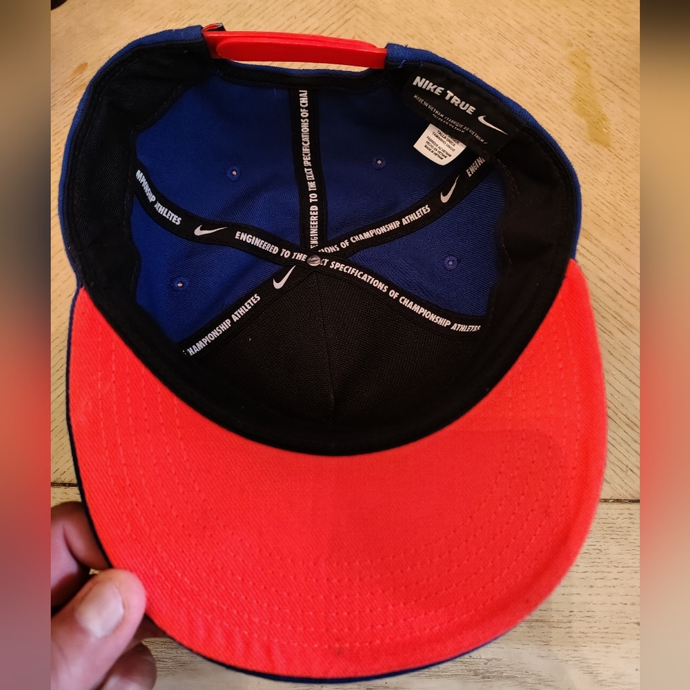 NIKE TRUE Large Logo Logic Snapback Cap Royal Blue & Neon Orange - Rare - Picture 5 of 7